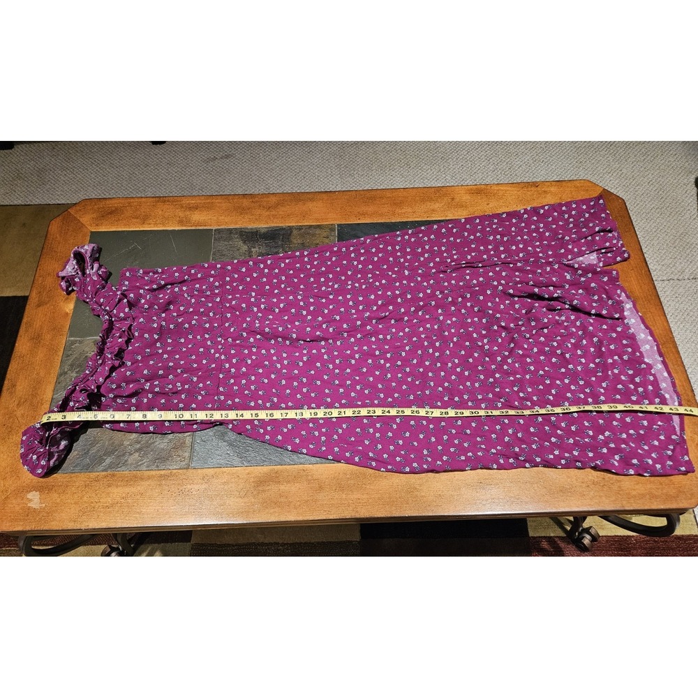 Loft Womans Long Burgundy Floral Dress Sz 10 Bloomcore Cottagecore - Picture 10 of 13